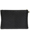 Gold Monogram Matelasse Clutch Bag Black - SAINT LAURENT - BALAAN 4