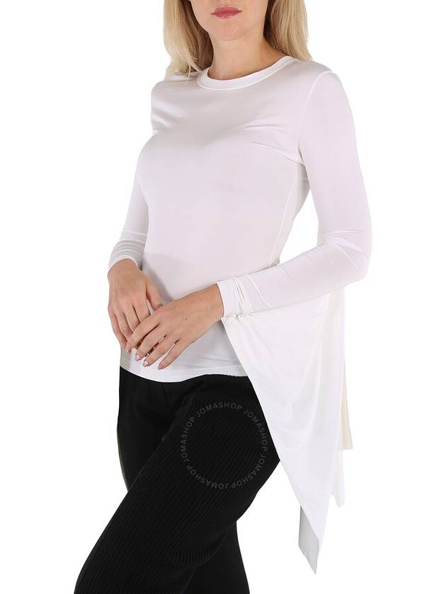 Burberry Optic White Long-Sleeve Exaggerated Panel Draped Top, Size Medium - BURBERRY - BALAAN 3