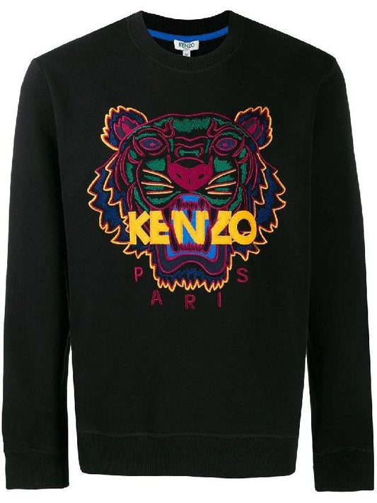 Men's Tiger Embroidery Sweatshirt Black - KENZO - BALAAN 1