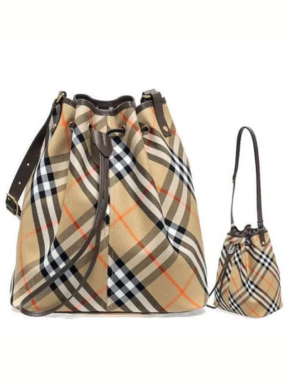 Check Cotton Bucket Bag Beige - BURBERRY - BALAAN 2