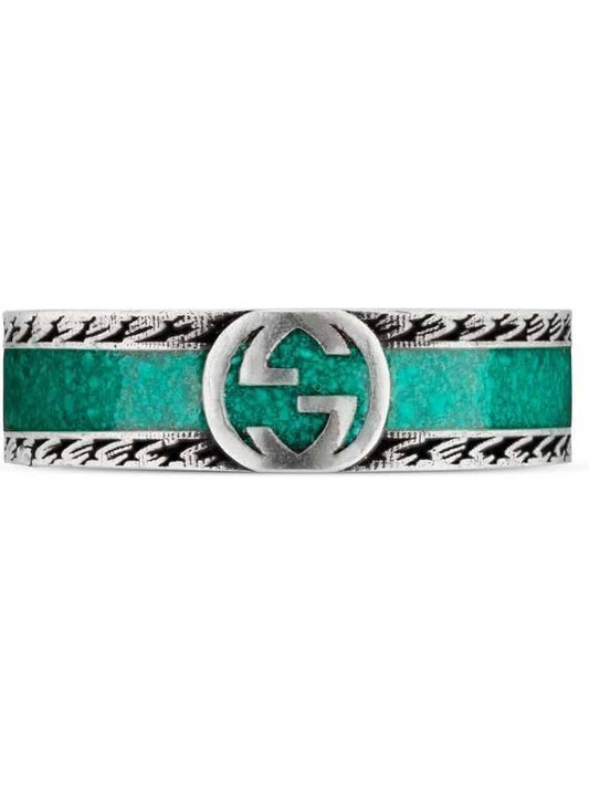 Interlocking G Detail Ring Green YBC645573001 - GUCCI - BALAAN 1