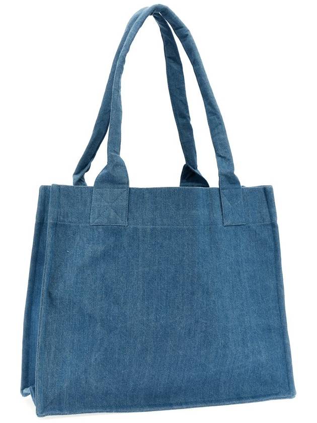 Embroidered Logo Large Denim Tote Bag Blue - GANNI - BALAAN 3