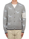 Hector Motif 4 Bar Cardigan Grey - THOM BROWNE - BALAAN 3