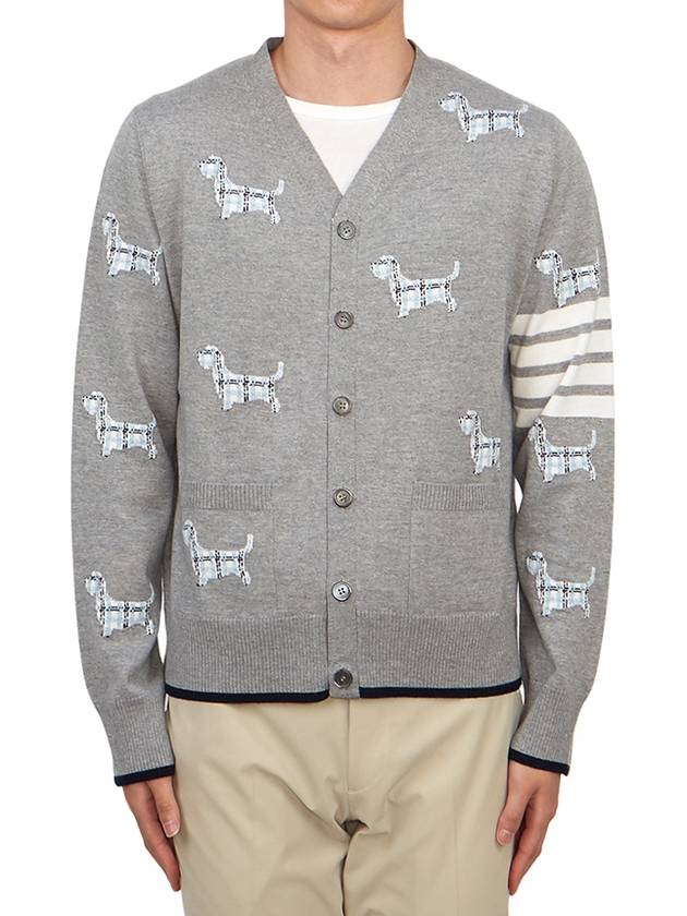 Hector Motif 4 Bar Cardigan Grey - THOM BROWNE - BALAAN 3