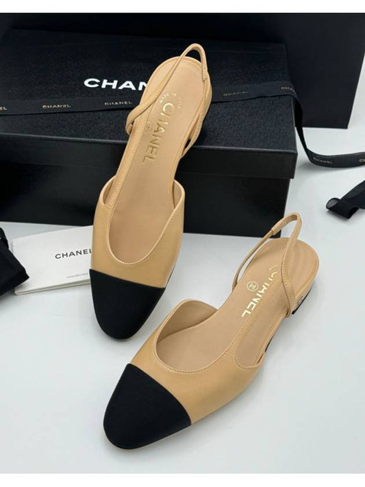 Two tone slingback low heel beige black G31319 - CHANEL - BALAAN 1