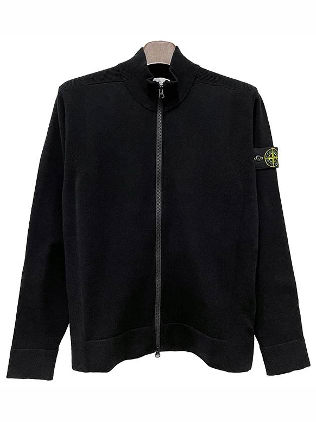 503A1 Stretch RWS Wool Knit Cardigan Black - STONE ISLAND - BALAAN 2