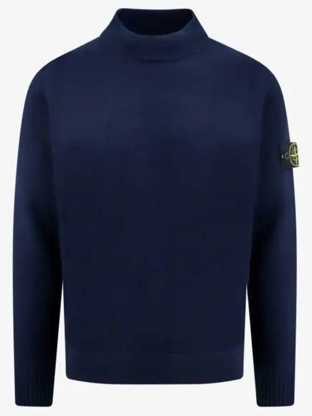 Mock Neck Virgin Wool Knit Top Navy - STONE ISLAND - BALAAN 2