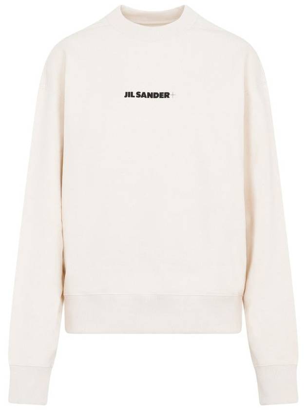 Front Logo Cotton Sweatshirt Beige - JIL SANDER - BALAAN 2