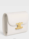 Shiny Triomphe Small Calfskin Half Wallet White - CELINE - BALAAN 3