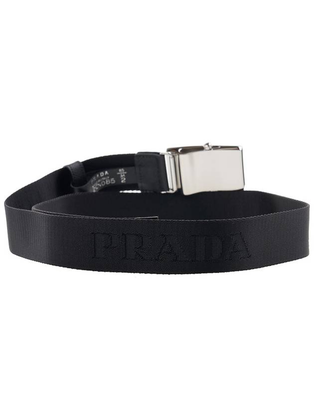 Triangle Logo Plaque Buckle Nylon Belt Black - PRADA - BALAAN 5