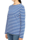 Women's Meridame II Striped Long Sleeve T-Shirt White Blue - SAINT JAMES - BALAAN 3