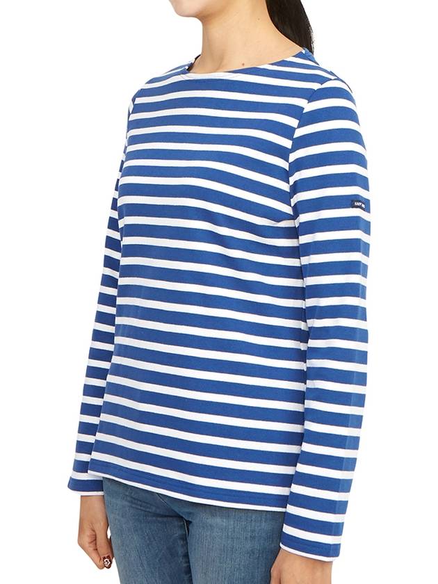 Women's Meridame II Striped Long Sleeve T-Shirt White Blue - SAINT JAMES - BALAAN 3