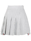 Women's Mini Drop Back Seersucker Pleated Skirt Grey - THOM BROWNE - BALAAN 1