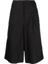 Cotton Large Pleated Shorts Black - LEMAIRE - BALAAN 1