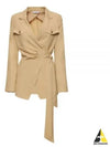 Fleur Flap Pocket Twist Detail Silk Jacket Beige - MAX MARA - BALAAN 2