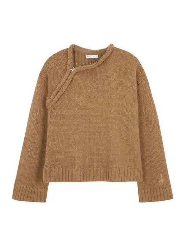 J W Anderson Women s Zipper Neckline Jumper Knit Brown KW0784 YN0144 - JW ANDERSON - BALAAN 1