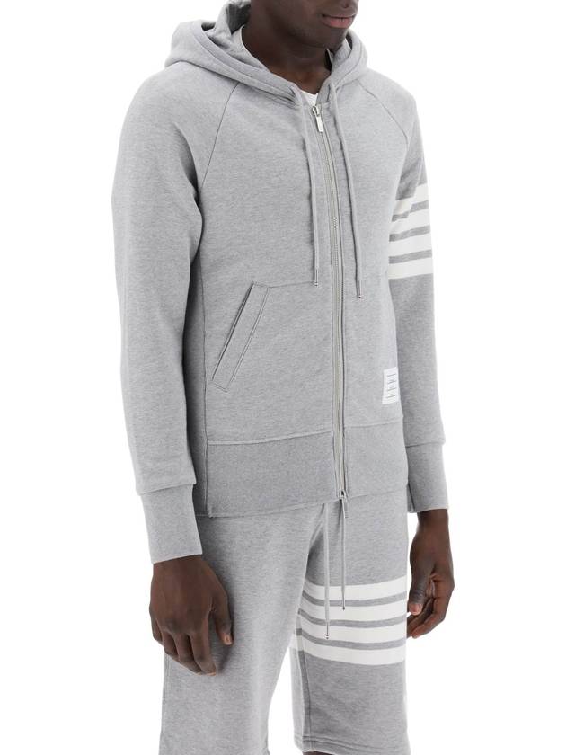 Engineered 4 Bar Diagonal Zip Up Hoodie Light Grey - THOM BROWNE - BALAAN 3