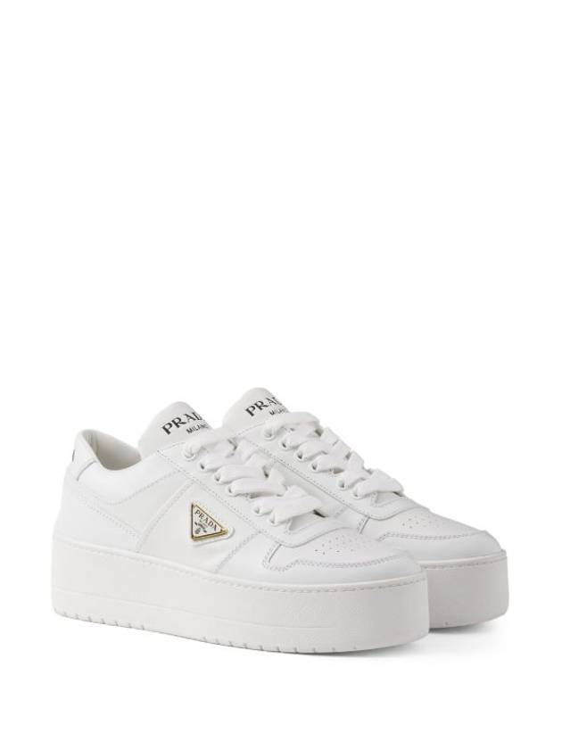 Downtown Bold Leather Low Top Sneakers White - PRADA - BALAAN 3