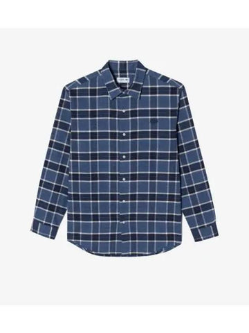 Men s Flannel Big Check Shirt Blue - LACOSTE - BALAAN 1