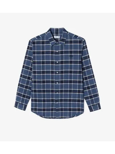 Men s Flannel Big Check Shirt Blue - LACOSTE - BALAAN 1