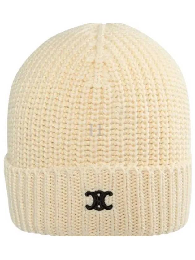 Triomphe Logo Cotton Beanie Ivory - CELINE - BALAAN 2