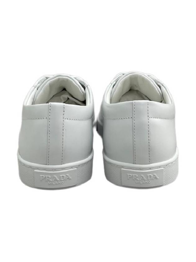 Brushed Leather Low-Top Sneakers White - PRADA - BALAAN 5