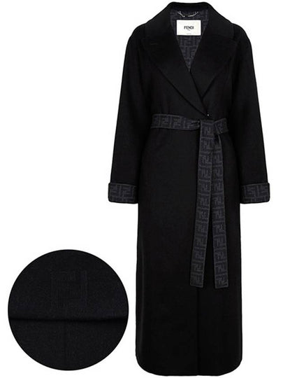 Wool Belt Single Coat Black - FENDI - BALAAN 2