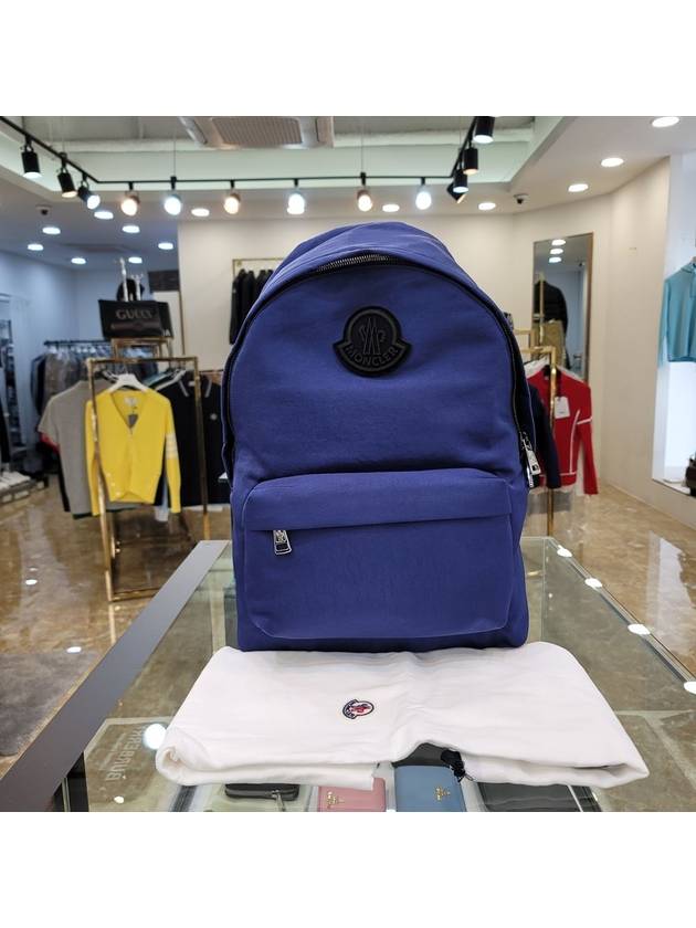 Leather Logo Wappen Nylon Backpack Blue - MONCLER - BALAAN 2