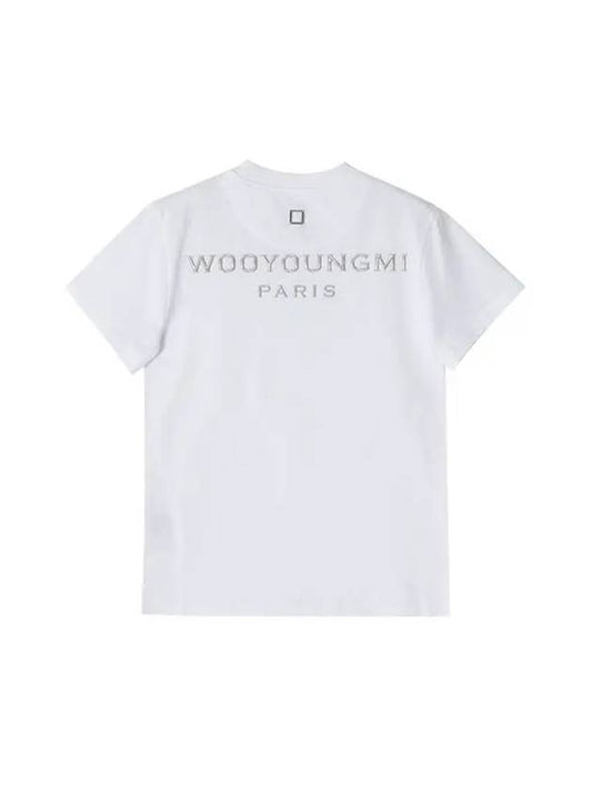 Women's Embossed Back Logo Cotton Short Sleeve T-Shirt White - WOOYOUNGMI - BALAAN 1