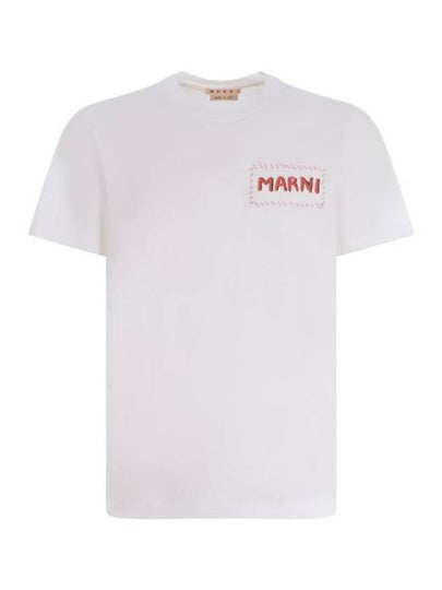 Stitch Logo Short Sleeve T-Shirt Lily White - MARNI - BALAAN 2