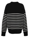 Big Heart Logo Striped Knit Top Black White - AMI - BALAAN 3