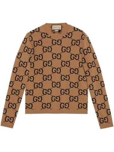 GG Wool Jacquard Knit Top Camel - GUCCI - BALAAN 1