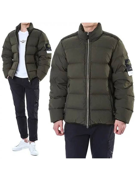 Logo Patch High Neck Padding Jacket Green - STONE ISLAND - BALAAN 2