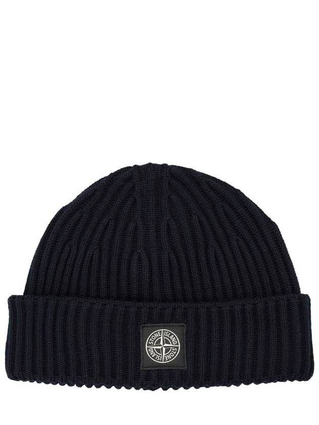 N22C3 Full Rib RWS Wool Beanie Navy - STONE ISLAND - BALAAN 2