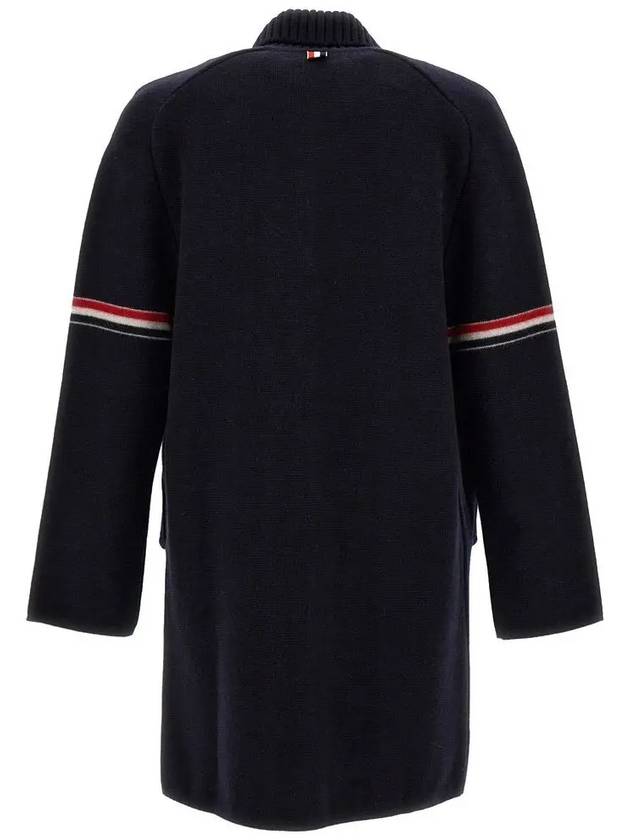 Arm Banding Striped Car Voile Wool Single Coat Navy - THOM BROWNE - BALAAN 4