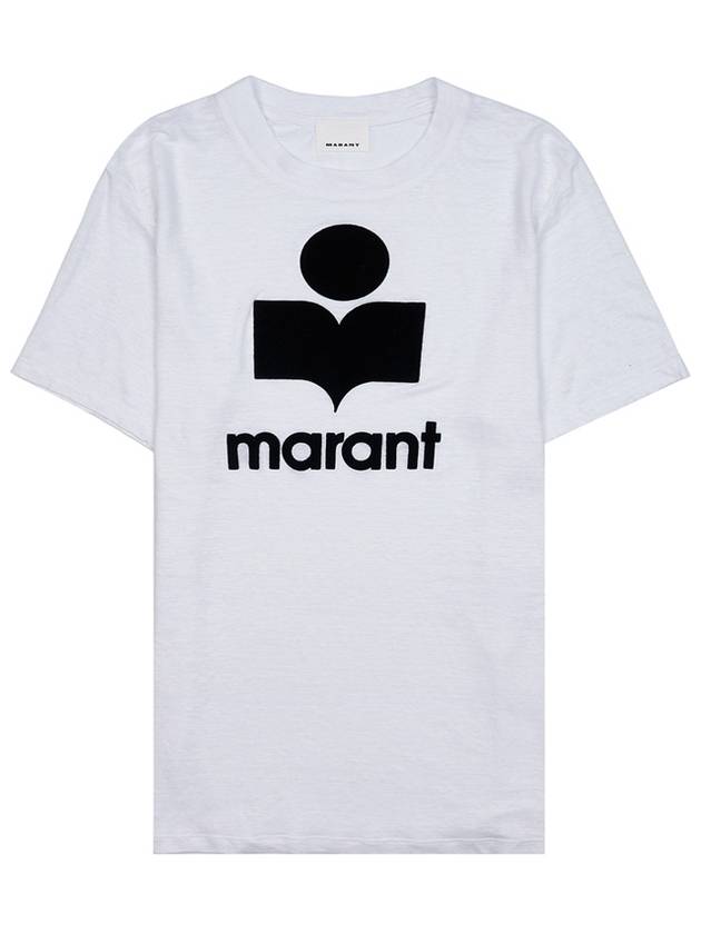 24 ss Linen T-Shirt WITH Flock Logo TS0045HAB1N22H20WH B0650981193 - ISABEL MARANT - BALAAN 2