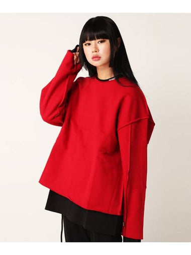 Unisex Crop Layered Sweatshirt Red - RESPECT - BALAAN 1