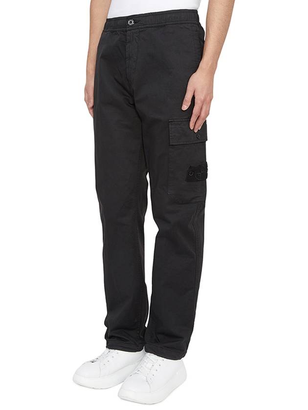 Ghost Stretch Cotton Wool Satin Cargo Straight Pants Black - STONE ISLAND - BALAAN 3