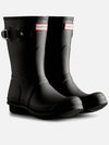 Women's Tricolor Logo Backstrap Short Rain Boots Black - HUNTER - BALAAN.