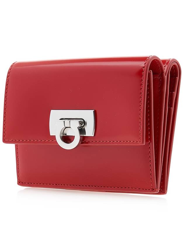 Ferragamo Women's Gancini Compact Bicycle Wallet 22 0434 FLAME RED 0760660 - SALVATORE FERRAGAMO - BALAAN 2