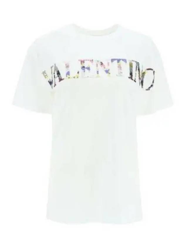 Women's Embroidered Jersey Short Sleeve T-Shirt White - VALENTINO - BALAAN 2