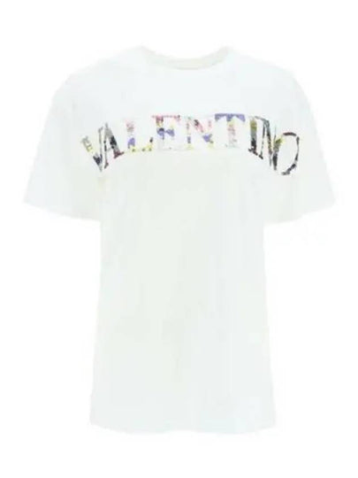 Women's Embroidered Jersey Short Sleeve T-Shirt White - VALENTINO - BALAAN 2