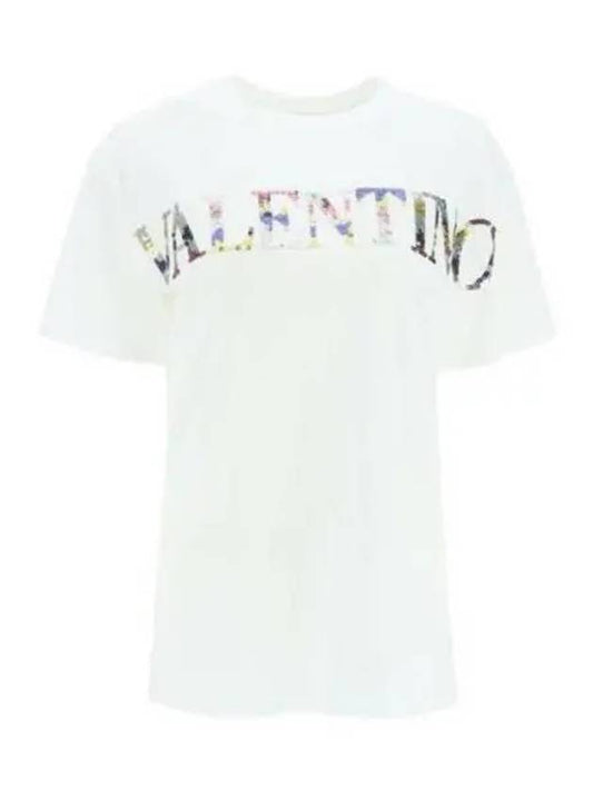 Women's Embroidered Jersey Short Sleeve T-Shirt White - VALENTINO - BALAAN 2