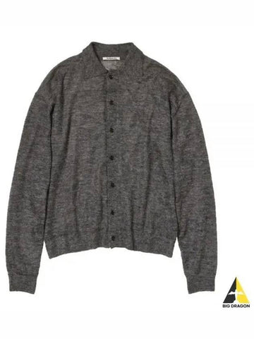 KID MOHAIR SHEER KNIT CARDIGAN A23AC01FG TOPCHARCOAL - AURALEE - BALAAN 1