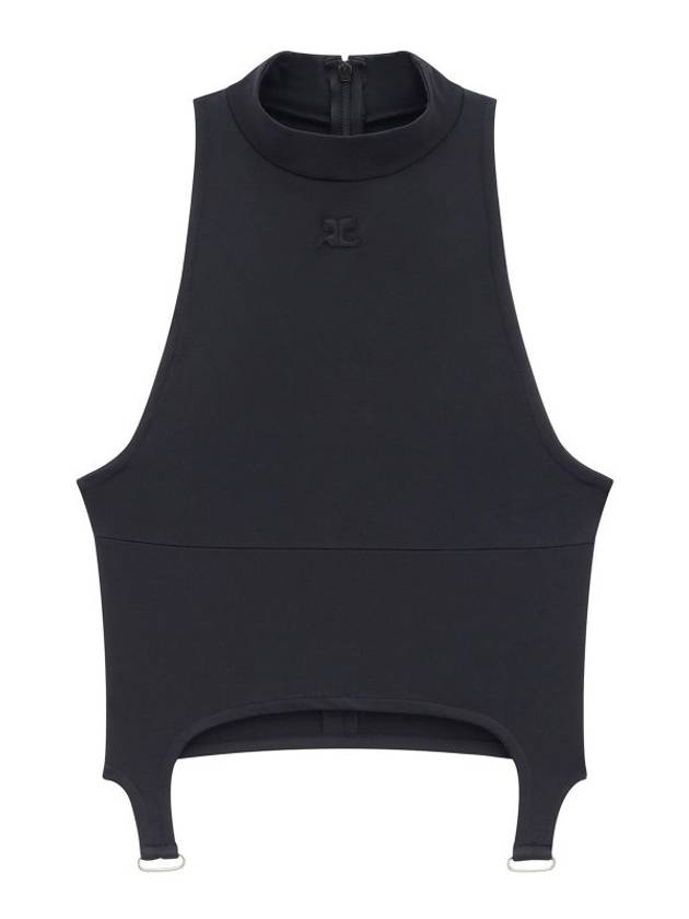 Embroidered Logo High-Neck Crop Sleeveless Black - COURREGES - BALAAN 2