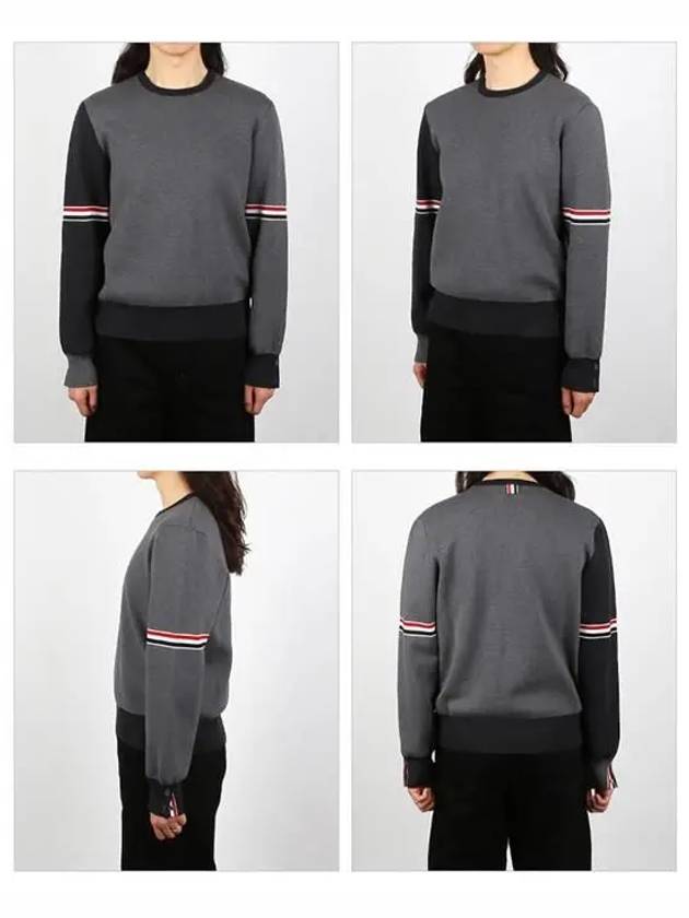 RWB Striped Crew Neck Knit Top Grey - THOM BROWNE - BALAAN 3