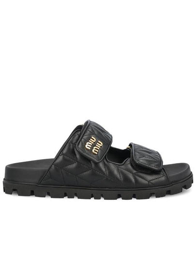 Matelasse Nappa Leather Slippers Black - MIU MIU - BALAAN 2