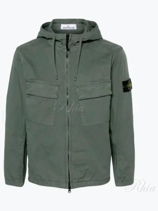 Cotton Twill Stretch Hooded Jacket Dark Green - STONE ISLAND - BALAAN 2