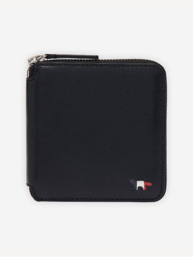 [MAISON KITSUNE] TRICOLOR FOX SQUARE ZIPPED WALLET - BLACK - MAISON KITSUNE - BALAAN 1