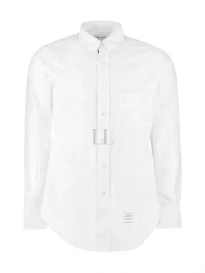 Oxford Grosgrain Placket Cotton Long Sleeve Shirt White - THOM BROWNE - BALAAN 2